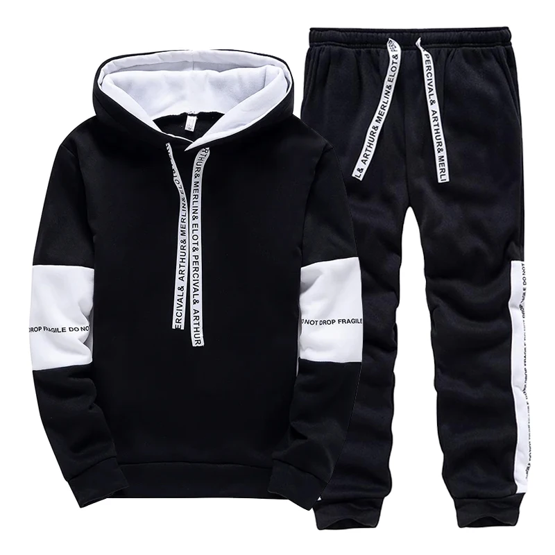 Winter Clothing Pants - بدلة رياضية رجالية باللونين الأسود والأبيض،