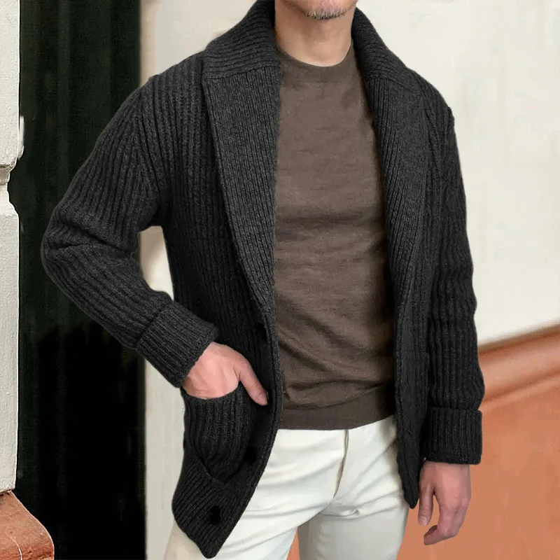 Wool Blend Coat - البلوزات الرجالية سترة طية صدر السترة