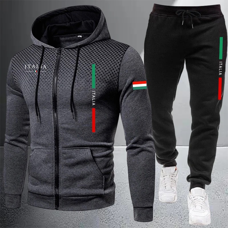 Winter Cloth - طقم رياضي رجالي كاجوال: سترة بغطاء