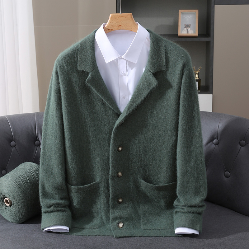 Wool Blend Coat - جديد المنك الصوف سترة الرجال مبطن
