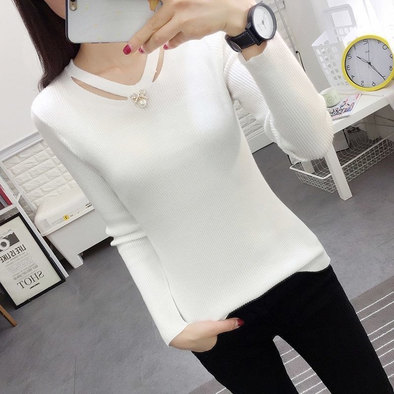 Winter Clothing Trends - الخامس الرقبة الحياكة ضئيلة البساطة البلوزات