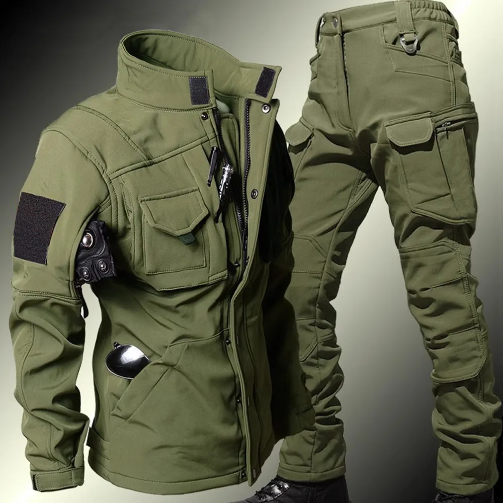 Windproof Jacket Softshell - مجموعات الرجال التكتيكية الشتاء القرش الجلد