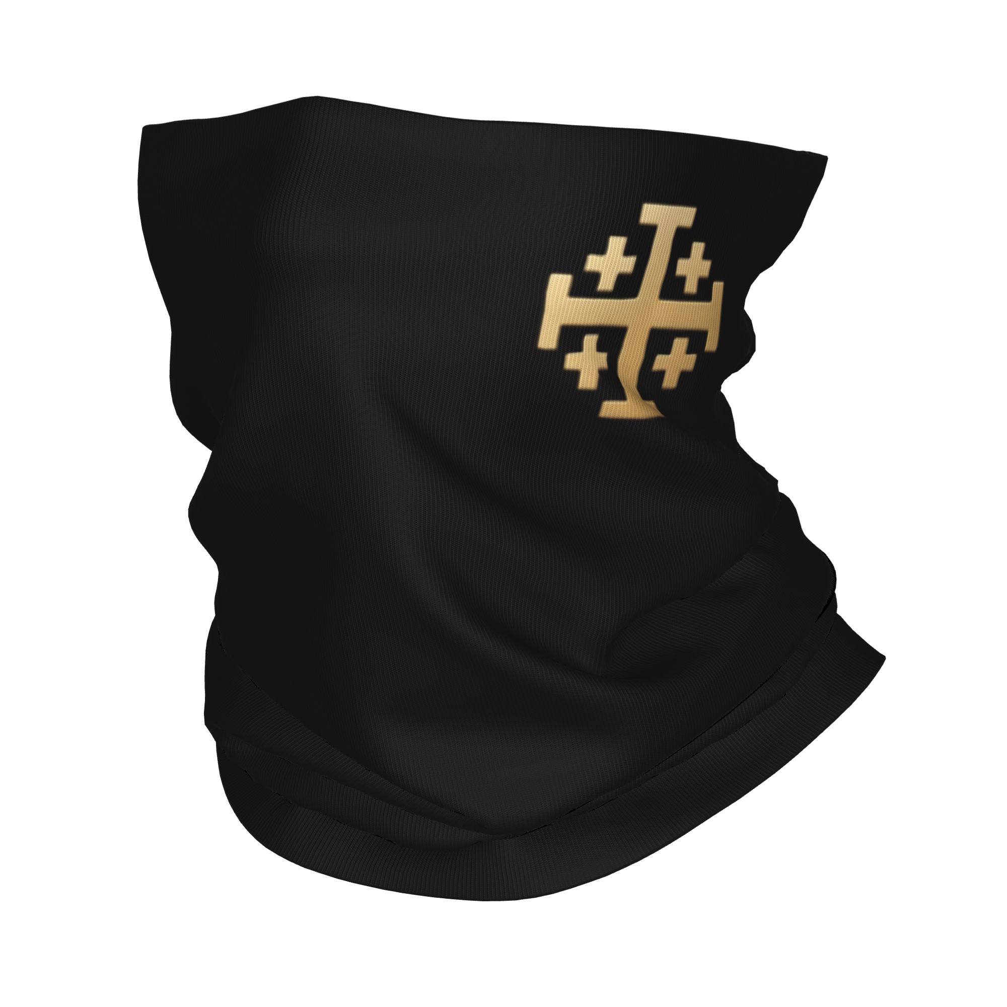 Wool Balaclava Knit - وشاح للرقبة بنمط صليب القدس المسيحي،