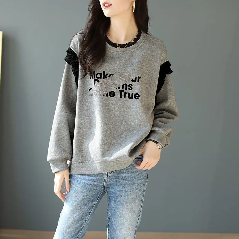 Winter Clothing Essentials For Women - بلوفر نسائي رمادي فضفاض ملابس كورية