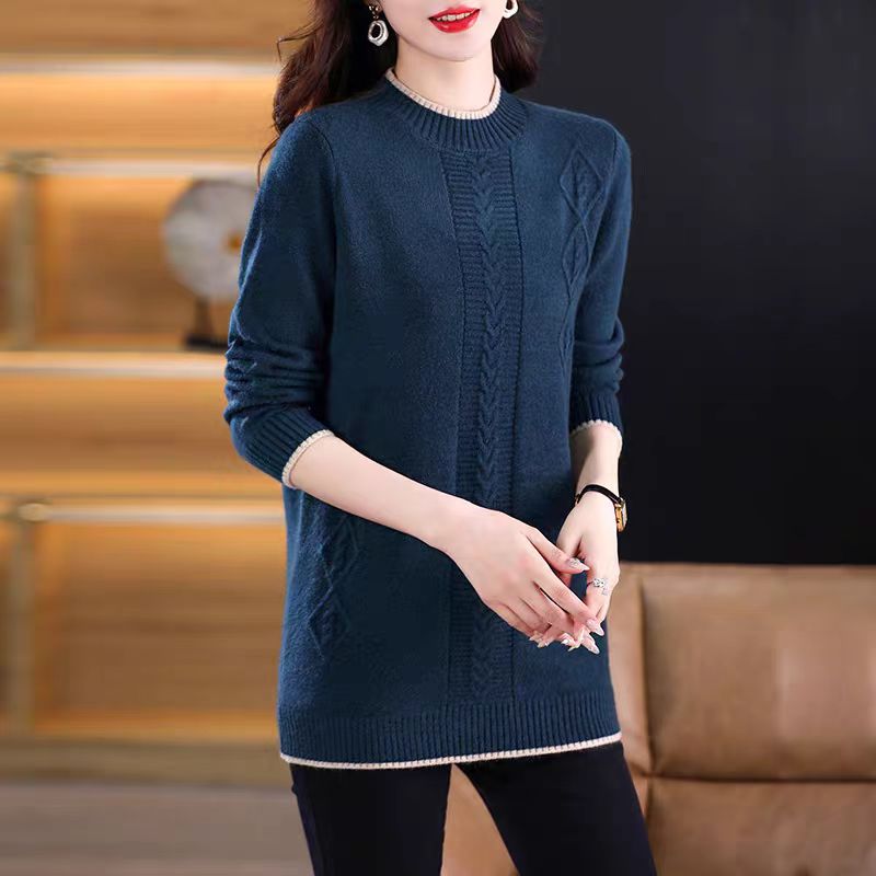 Winter Clothing Women Sale - موضة الجولة الرقبة محبوك البلوز للنساء