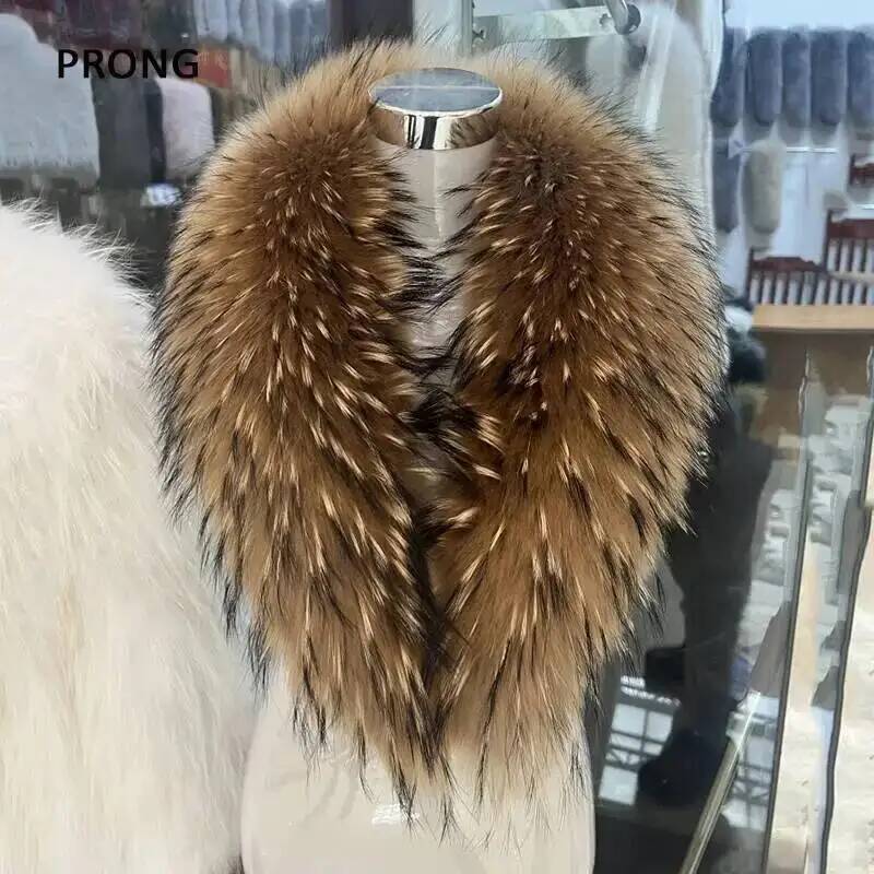 طوق فراء راكون طبيعي للنساء ،  - مراجعة Winter Clothing Women Sale وسعره