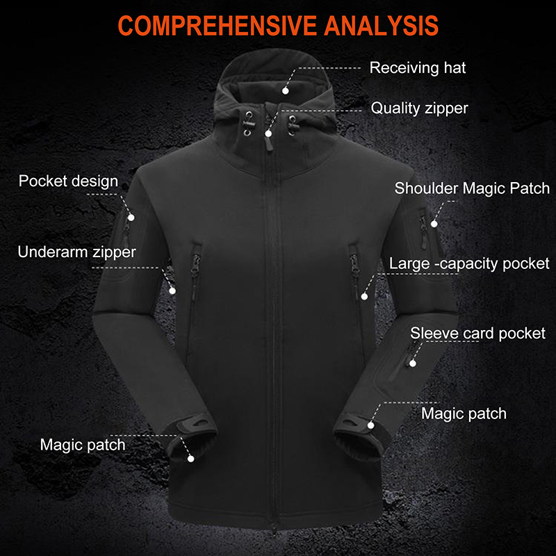 جاكيت رجالي تكتيكي فضفاض بغطاء - مراجعة Windproof Jacket Softshell وسعره