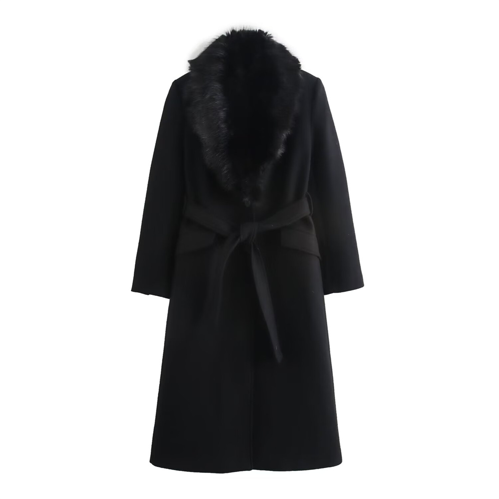 حزام المرأة الدافئة الفراء طوق - مراجعة Wool Blend Coat وسعره