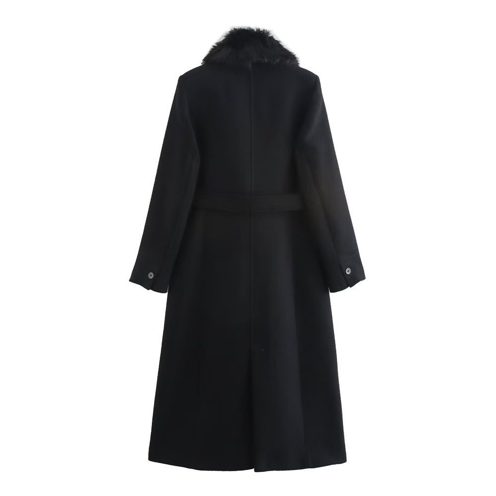 حزام المرأة الدافئة الفراء طوق - مراجعة Wool Blend Coat وسعره