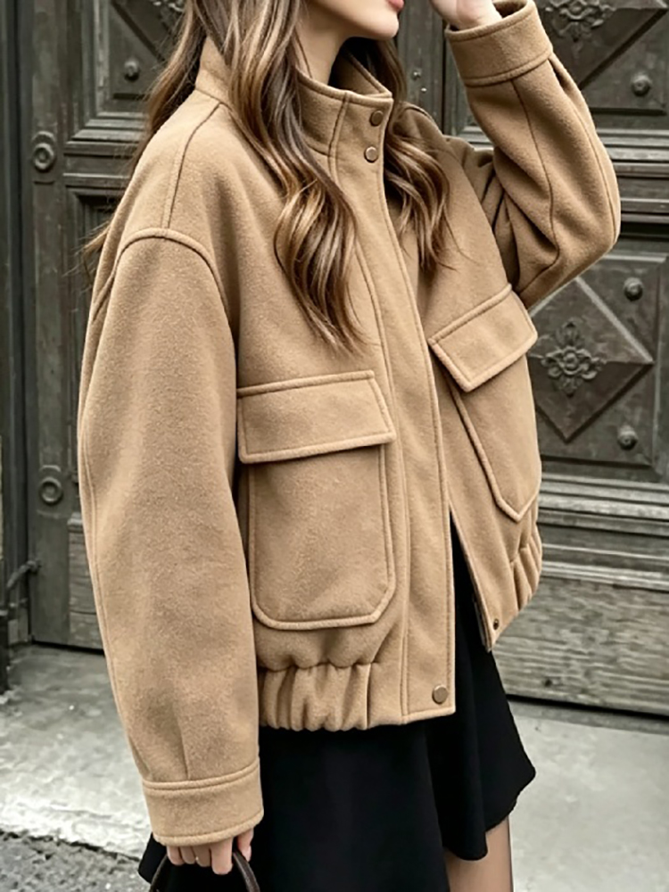 جاكيت نسائي بتصميم بسيط، بقصة  - مراجعة Wool Blend Coat وسعره