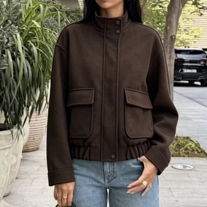 جاكيت نسائي بتصميم بسيط، بقصة  - مراجعة Wool Blend Coat وسعره