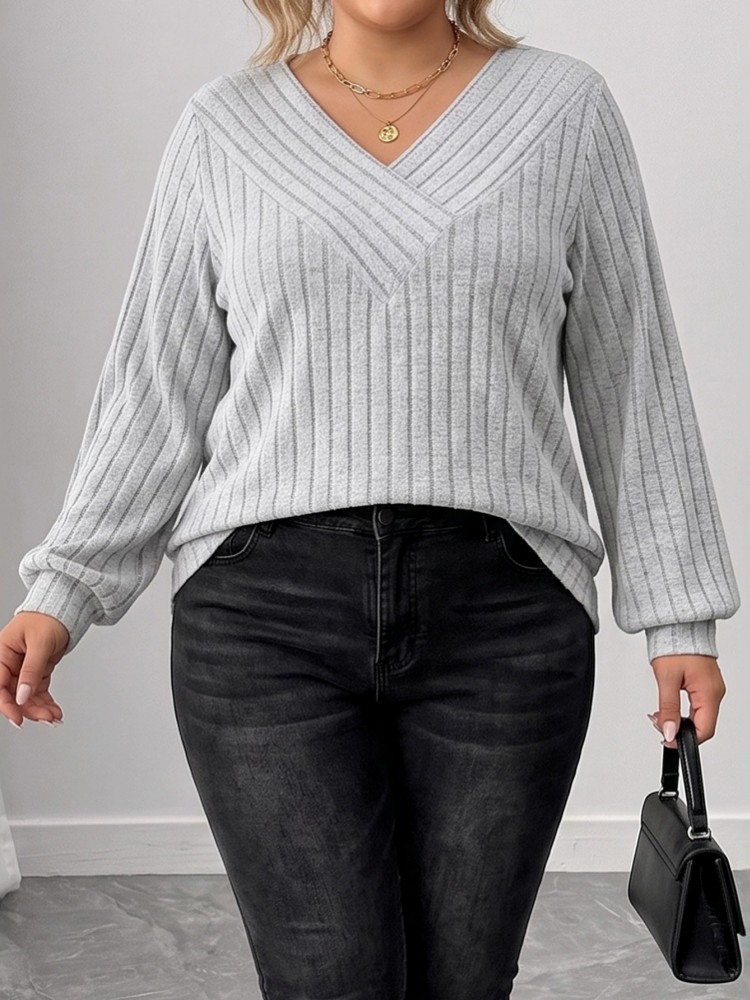 بلوزة نسائية محبوكة بأكمام طوي - مراجعة Winter Clothing Plus Size وسعره