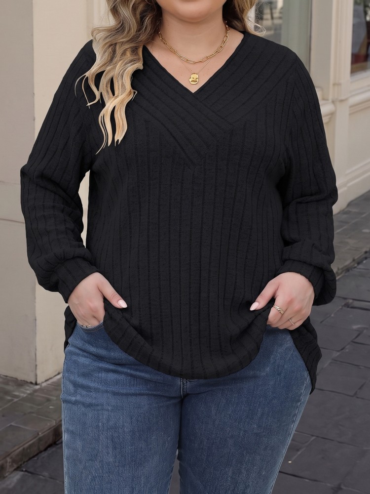 بلوزة نسائية محبوكة بأكمام طوي - مراجعة Winter Clothing Plus Size وسعره