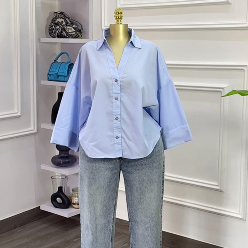 بلوزات قميص نسائي بياقة مقلوبة - مراجعة Y2K Winter Clothing وسعره